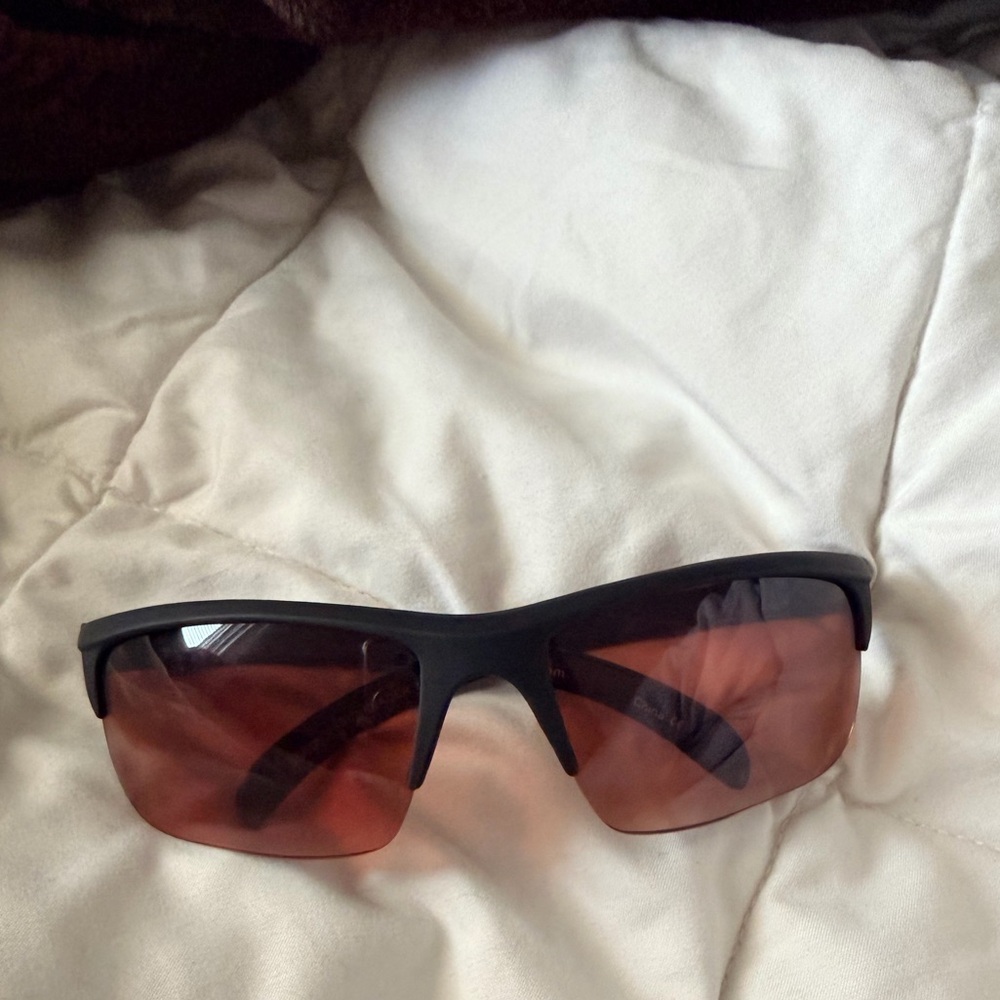 Sporty Black Sunglasses with Amber Lenses